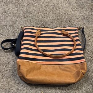Merona Black and Tan Striped Tote Bag